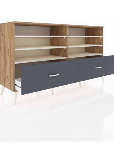 Hyperion Konsol 6 Raflı 2 Çekmeceli 176x44x99 Çam-aytaşı/antrasi Çam-aytaşı/antrasit