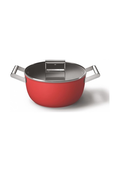 Smeg Cookware 50's Style Kırmızı Tencere Cam Kapaklı 4.6 L