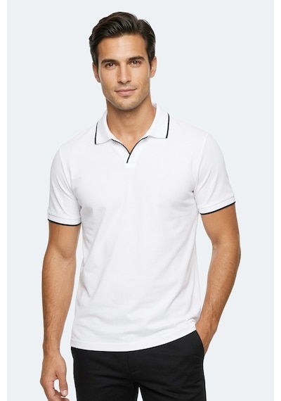 Slazenger Zıther Erkek Polo Yaka Beyaz Tişört