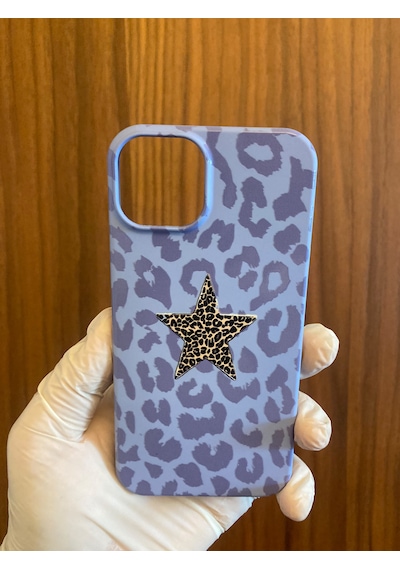 Apple iPhone Uyumlu 13/14 Leopar Baskılı İçi Kadife Silikon Telefon Kılıfı lila