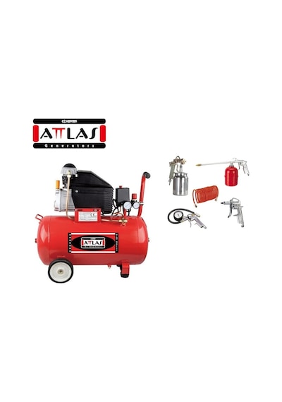Attlas ZJ2050 N 2 Hp 8 Bar 46 LT Monofaze Kompresör + KH Set 5 Aksesuar Seti