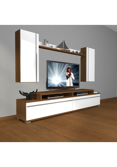 Decoraktiv Ekoflex 7 Mdf Tv Ünitesi Tv Sehpası Ceviz - Beyaz