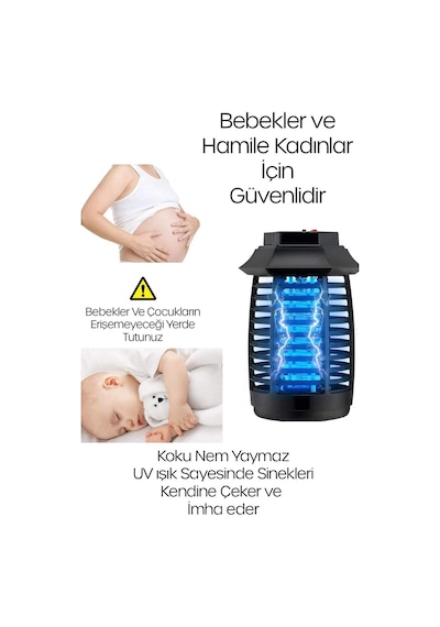 Uv Işıklı Elektrikli Sinek Öldürücü Askılı Kulplu İç Dış Mekan Kablolu Sessiz Koku Yapmaz Beyaz