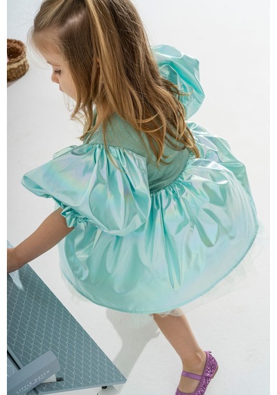 Linola Baby Kids Mermaid Parlak Kız Çocuk Parti Elbisesi Yeşil