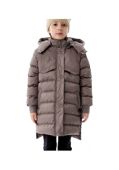 Benitto Kids Kız Çocuk Kapüşonlu Kışlık Şişme Mont 51356 Kahve