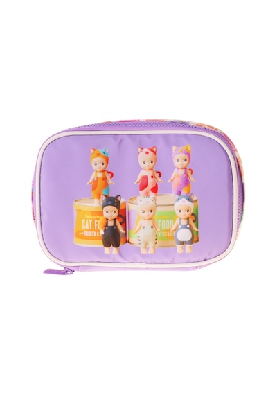 Kaukko Kids Cat Life Baskılı Mor - Krem Kız Çocuk Organizer Kalem Çantası - Kalemlik - L5296