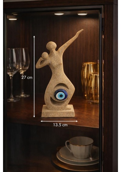 Nazar Boncuklu Modern Soyut Biblo El Yapımı Dekoratif Heykel Şık Vitrin & Kitaplık Aksesuarı 27 Cm