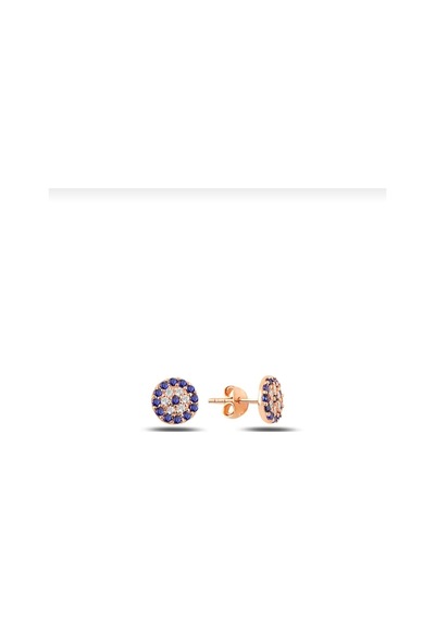 Çekirdekjewelry 925 Ayar Gümüş Minik Nazar Çivili Küpe Pembe