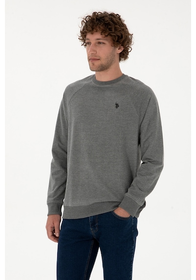 U.S. Polo Assn. Erkek Regular Fit Bisiklet Yaka Antrasit Melanj İnce Basic Sweatshirt 50313752-VR081