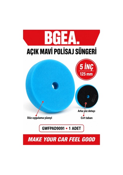 Bgea Yumuşak Açık Mavi Sünger 5 İnç 125 Mm