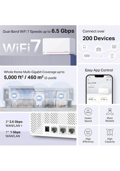 Mercusys Halo H37be 2-pack Wıfı7 Be6500 Dual Band Router 2-li Paket