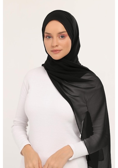 Altobeh Hazır Lüks Pratik Hijablı Şifon Şal Siyah