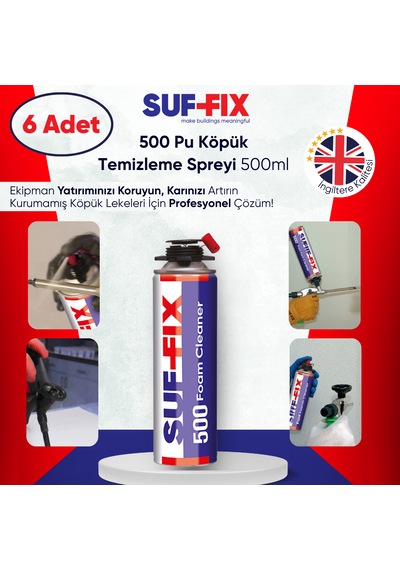 Suf-fix 500 Foam Cleaner Pu Köpük Temizleyici 500ml 6 Adet Profesyonel Temizleyici