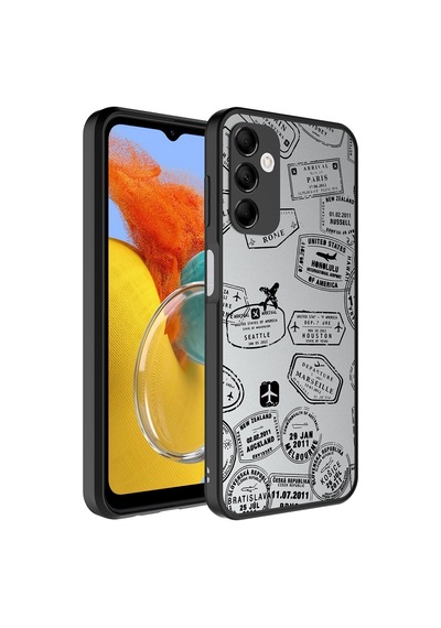 Samsung Galaxy Uyumlu M14 Kılıf Aynalı Desenli Kamera Korumalı Parlak Zore Mirror Kapak - Yazı