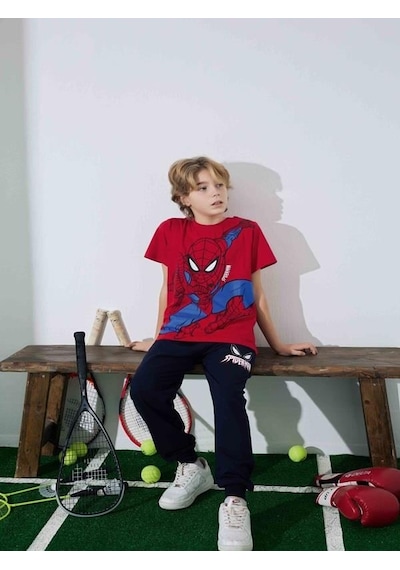 Kıpırık Baby Erkek Çocuk Örümcek Adam Desenli Pijama Takımı-1253 Kırmızı