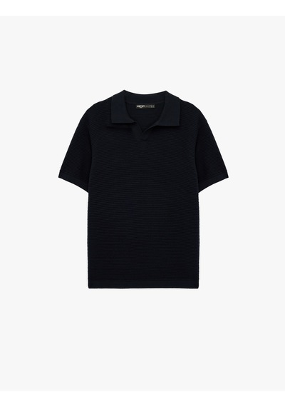 Koton Pamuklu Dokulu Polo Yaka Kısa Kollu Triko Tişört Lacivert 6sam70046ht Koton Pamuklu Dokulu Polo Yaka Kısa Kollu Triko Tişört Lacivert 6sam70046ht