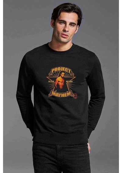 Project We Mayhem Club In Tyler Baskılı Siyah Erkek Örme Sweat (528894264)