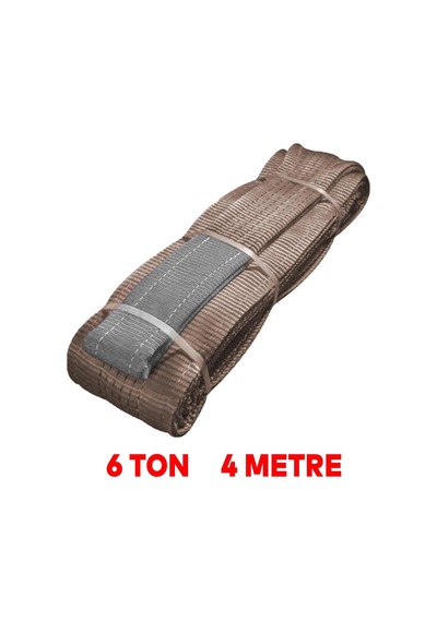 Tr Sapan Polyester Spanzet 6 Ton 4 Metre Kahve Sağlam Yük Kaldırma Taşıma İndirme Halat