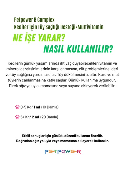 Kedi Tüy Dökülmesi Azaltıcı Damla B Complex 50 Ml - Biotin & Çinko Ve Multivitamin