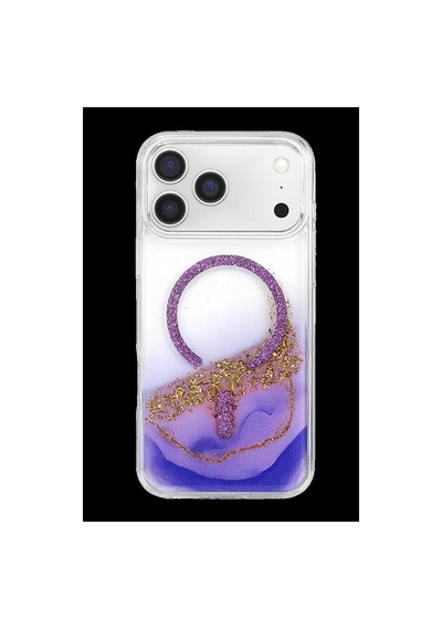 Onegif Apple Uyumlu iPhone 17 Pro Max Lotus Simli Magsafe Kapak - Mor