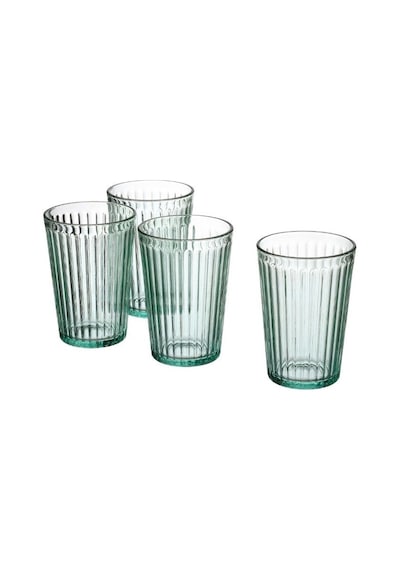Ikea Vardageen 4'lı Meşrubat Bardağı 310 Ml Şeffaf Açık Lacivert Mavi - Şeffaf