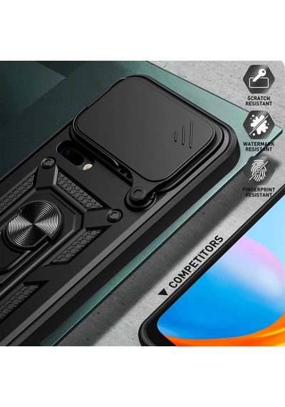 Xiaomi 17 Pro Max İle Uyumlu Kılıf Magnetik Standlı Kamera Korumalı Sürgülü Kapak Siyah