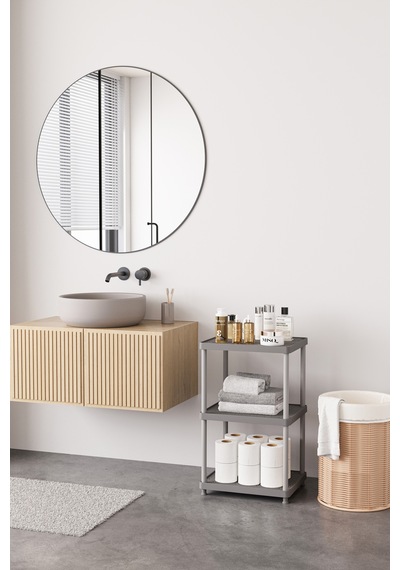 Gri 3 Katlı 33x40 Ekstra Geniş Düzenleyici Mutfak Ve Banyo Rafı Sehpa