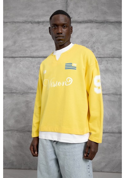 Hiccup Nomarc Regular Kalıp Bisiklet Yaka Sweatshirt Sarı