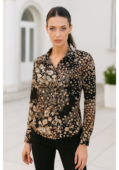 Rich Kadın Kahverengi Desenli Viskon Gizli Düğme Detaylı Slim Fit Desing Gömlek kahverengi Rich Kadın Kahverengi Desenli Viskon Gizli Düğme Detaylı Slim Fit Desing Gömlek kahverengi