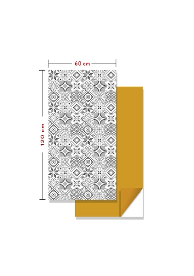Kendinden Yapışkanlı Fayans Kaplama Pvc Karo Geometri 019 Desen 60x120 Cm 1 Adet 0,72 M2