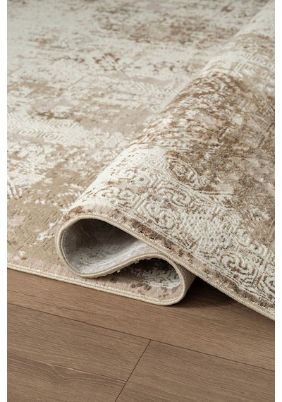 Matris Mı003b Bej Halı Modern Pamuk Taban Akrilik Tozuaz Salon Yatak Odası Koridor Halısı-1331
