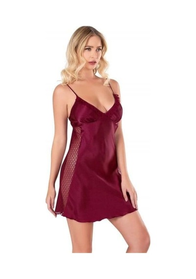 Avastyle Bordo Kısa Saten Gecelik 8105 Bordo