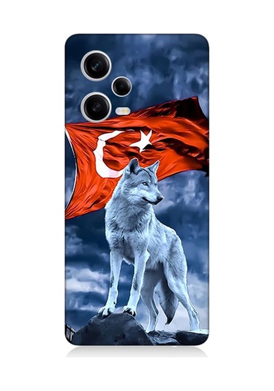 Xiaomi Redmi Note 12 Pro 5g Uyumlu Silikon Kılıf Kurt Göktürk Ve Bayrak