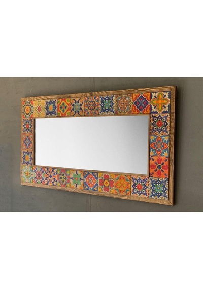 Oscar Stone Decor Masif Çerçeveli Mozaik Taş Ayna 55x105 Cm Tile Mozaik Seramik Morocco Desenli Ayn50100-001 Diğer
