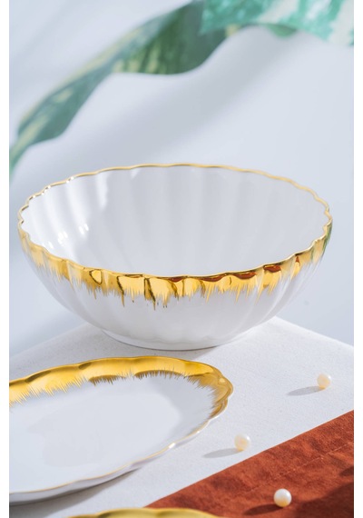 Acar Marlene Gold 6 Kişilik 29 Parça Poreselen Yemek Takımı Beyaz/gold
