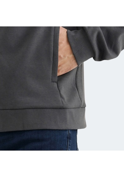 Slazenger VENDA Erkek Fermuarlı Kapüşonlu Cepli Koyu Gri Sweatshirt