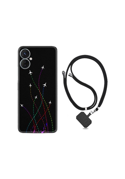 Tecno Spark 9T Kılıf İpli Boyun Askılı Desenli Silikon Line Planet 1736
