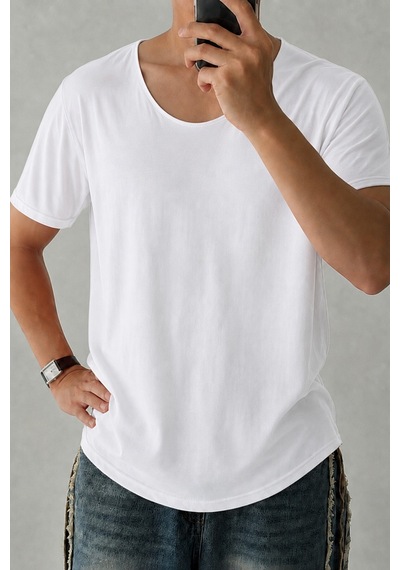 Cool Tarz Erkek Geniş Yaka Oval Etek %100 Pamuk Süprem Kumaş Kısa Kollu Basic Tişört Beyaz Beyaz Cool Tarz Erkek Geniş Yaka Oval Etek %100 Pamuk Süprem Kumaş Kısa Kollu Basic Tişört Beyaz Beyaz