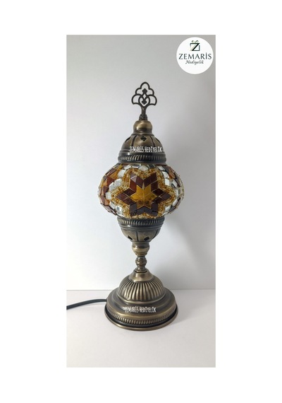 El Yapımı Otantik Mozaik Masa Lambası Yüksek Boy Kahverengi - 820076288 Kahverengi