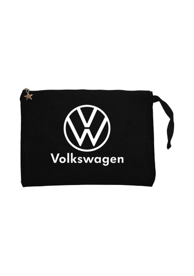 Volkswagen New Logo Text Siyah Clutch Astarlı Cüzdan / El Çantası