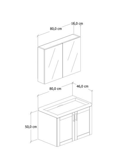 %100 Mdf 80 Cm Riva Banyo Dolabı Beyaz