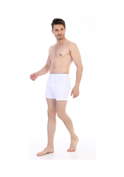 Çift Kaplan Erkek Penye Beyaz Boxer 805