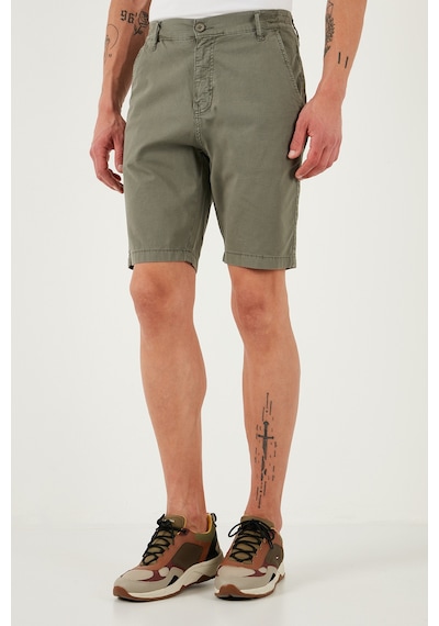 Buratti Pamuklu Slim Tapered Bermuda Erkek Şort 4503S67Smilano Açık Haki