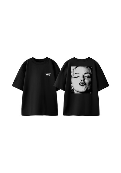 Thewert Marilyn Monroe Kiss Tasarım Sırt Baskılı Pamuk Siyah Oversize T-shirt Thewert Marilyn Monroe Kiss Tasarım Sırt Baskılı Pamuk Siyah Oversize T-shirt