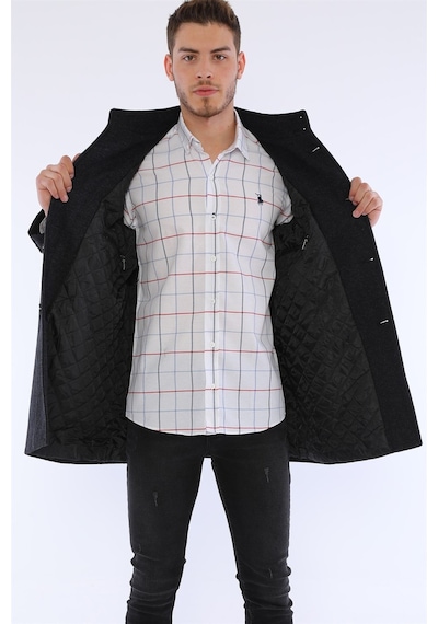 Plt8387 Dewberry Erkek Palto-desenli Lacivert Desenli Lacivert