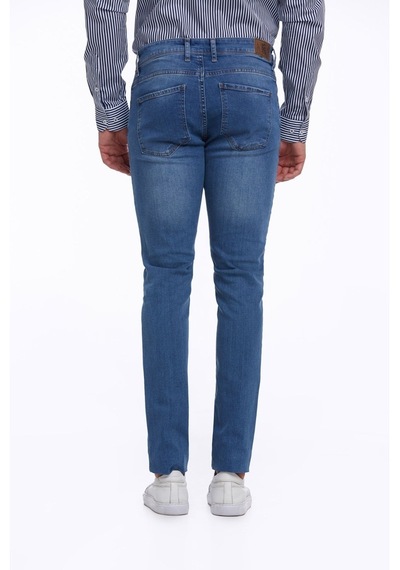 Hatemoğlu Mavi Slim Fit Düşük Bel Düz Paça Basic Kot Pantolon Mavi