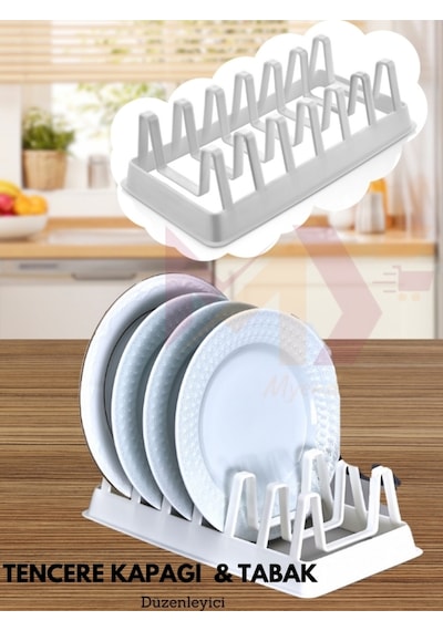 Tencere Kapağı & Tabak Düzenleyici, Dolap Çekmece İçi Düzenleyici Aparat Beyaz, Kp-166 Plastik 40 X Diğer