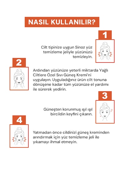 Sinoz Yağlı Ciltler için Sıvı Yüz Güneş Kremi SPF50+ 50 ML