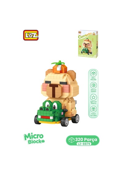 Loz Micro Block Serisi Sevimli Timsah Modeli 320 Parça Dekoratif Oyuncak Yapım Seti Yapı Blok 8879