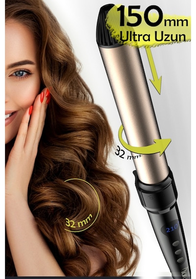 Hairens Hrs-960 - 4 Parça Saç Şekillendirme Seti Wag Maşa & Afro İnce Maşa & 32 MM Kalın Maşa